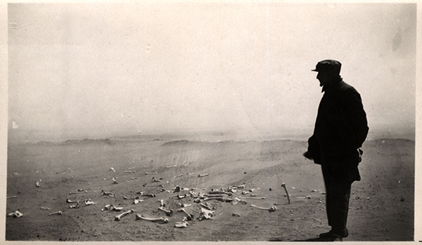 Armenian looking at the human remains of the terrible massacres at Der el Zor in 1915 1916
